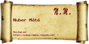 Nuber Máté névjegykártya